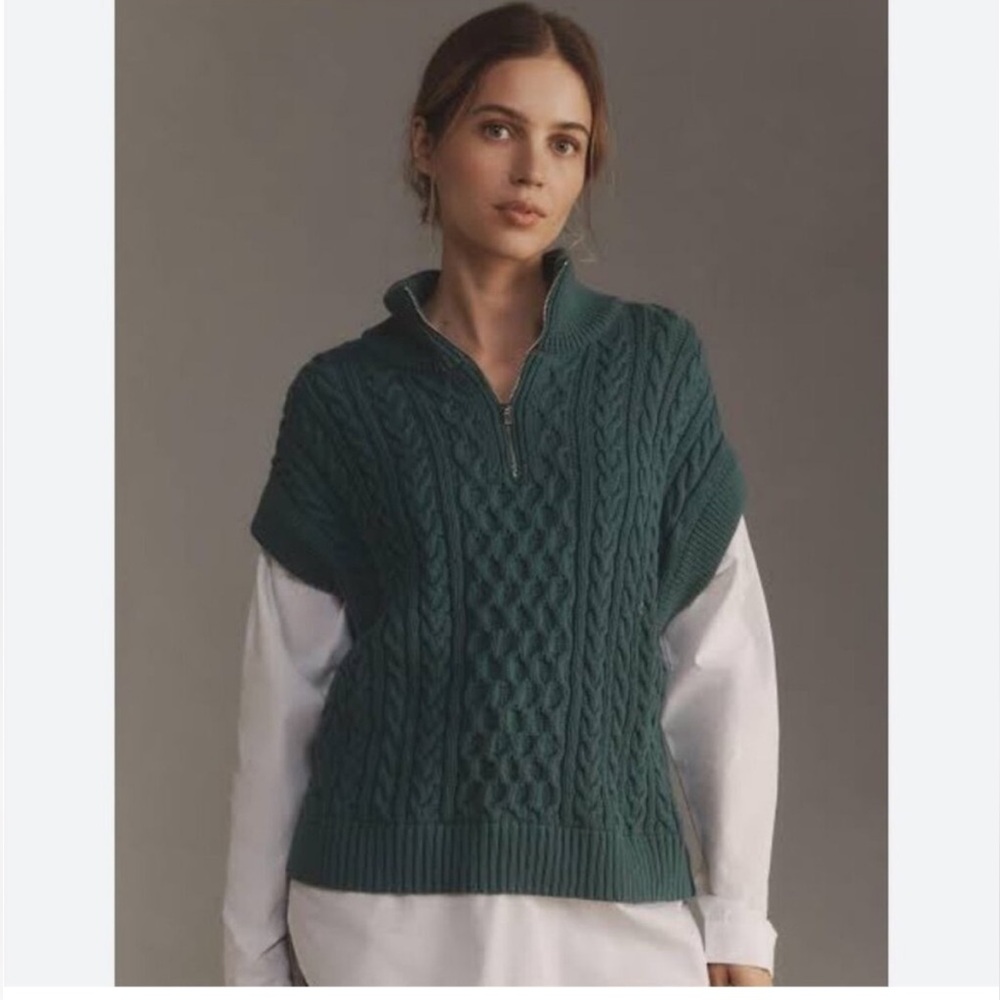 Anthropologie Pilcro Chunky Cable-Knit Twofer Sweater Medium NEW